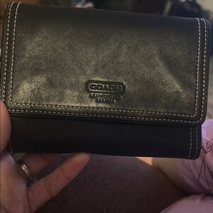 Coach Dark Leather Tri-Fold Wallet